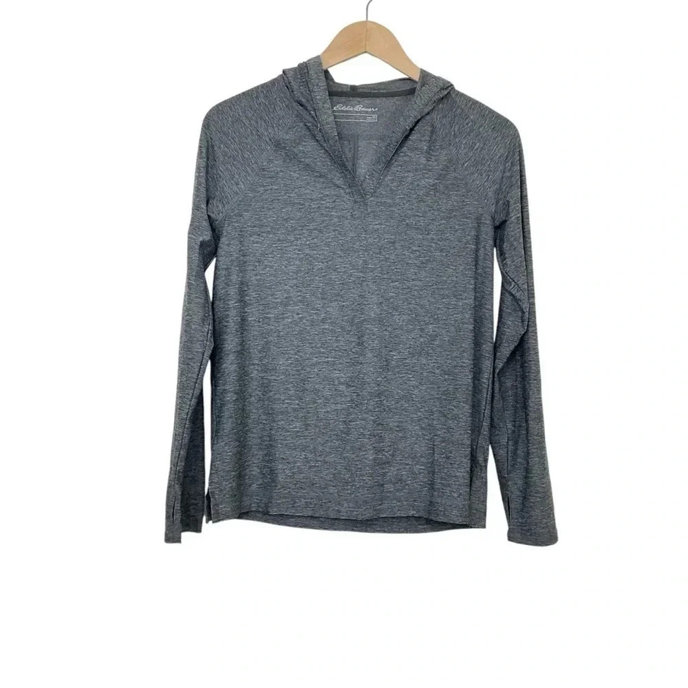 Eddie Bauer Gray Long Sleeve Hoodie Pullover Top Size XS